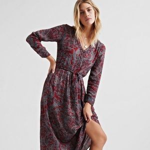 Lucky brand red paisley printed midi dress